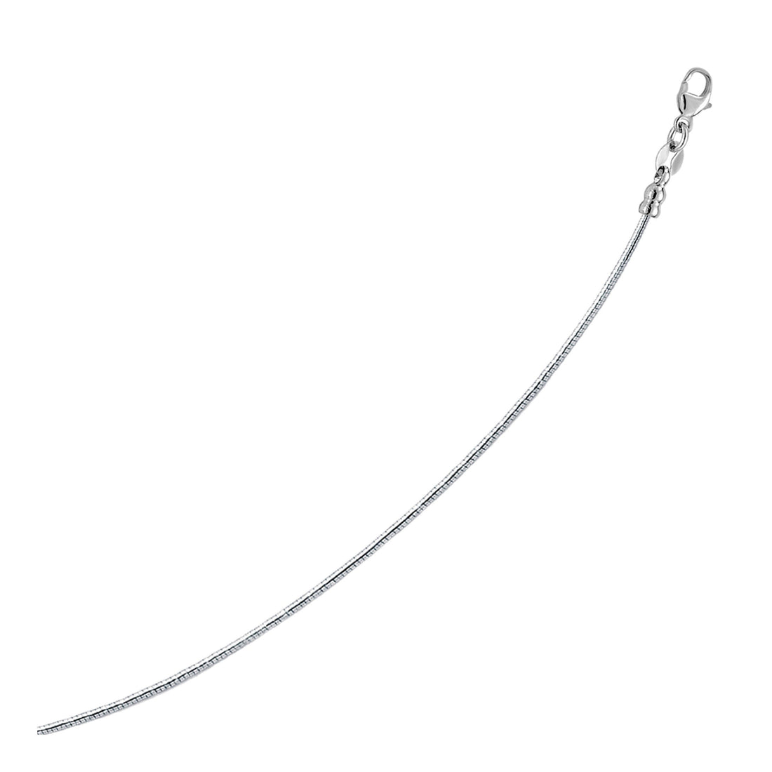 Sterling Silver Round Omega Style Chain Necklace with Rhodium Plating (1.55mm) by Bids.com