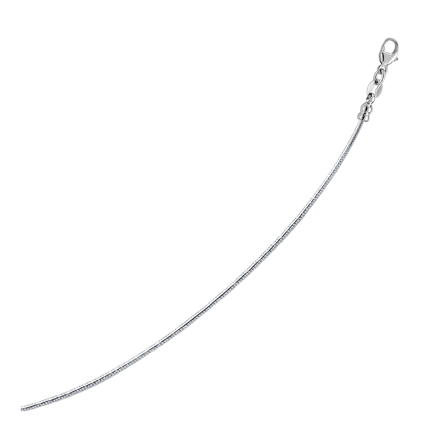 Sterling Silver Round Omega Style Chain Necklace with Rhodium Plating (1.55mm) by Bids.com
