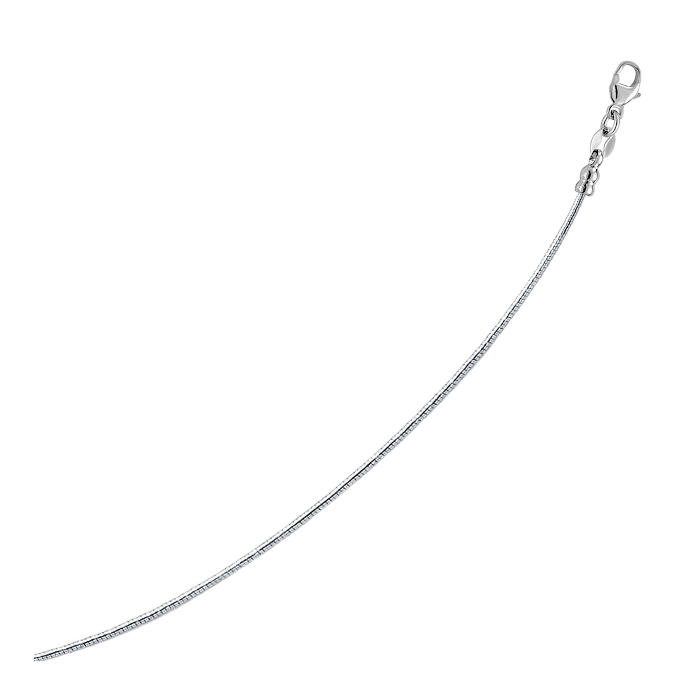 Sterling Silver Round Omega Style Chain Necklace with Rhodium Plating (1.55mm) by Bids.com