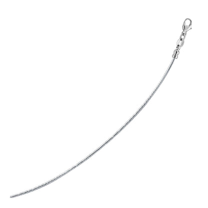 Sterling Silver Round Omega Style Chain Necklace with Rhodium Plating (1.55mm) by Bids.com