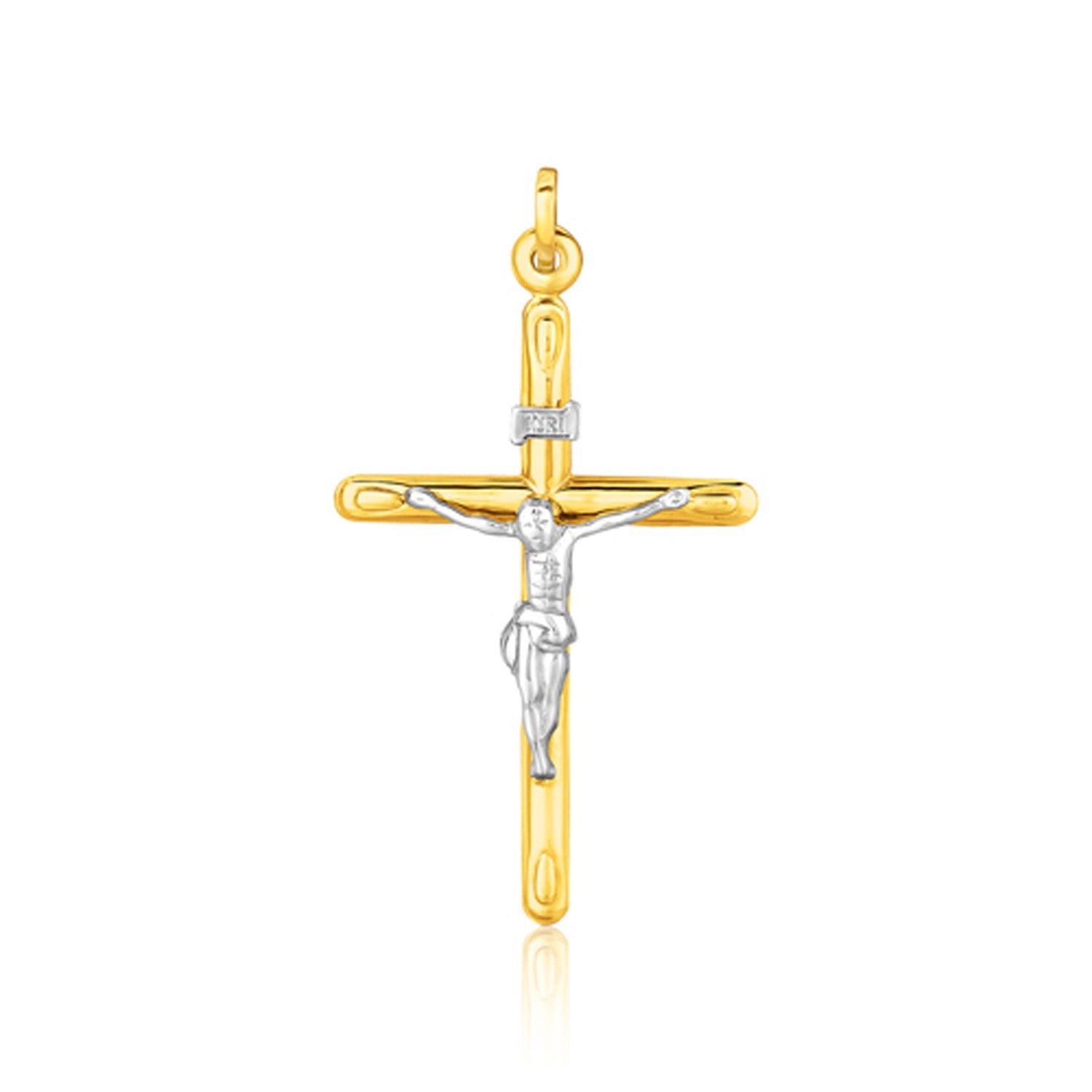 14k Two Tone Gold Cross Pendant  DestGlow