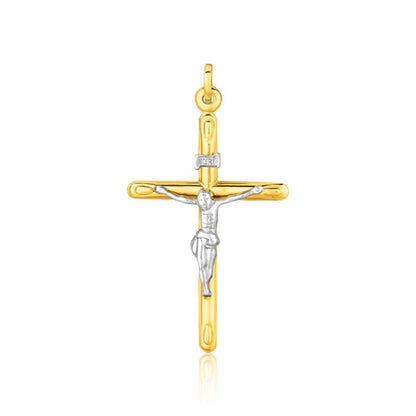 14k Two Tone Gold Cross Pendant  DestGlow
