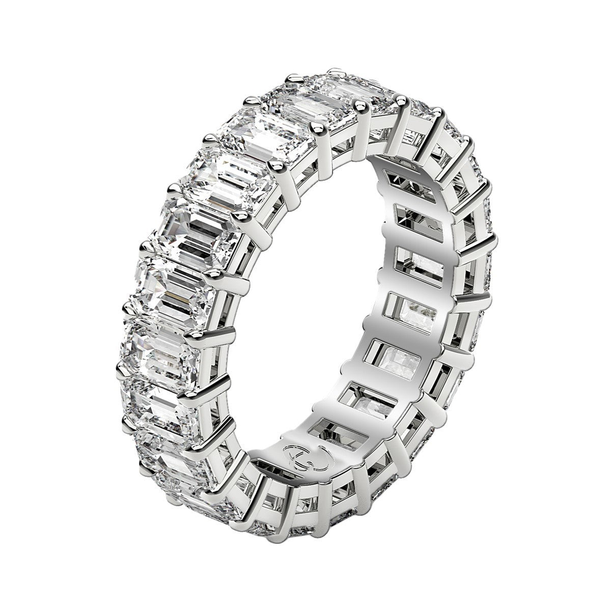 Emerald Cut Lab Grown Diamond Eternity Ring in 14k White Gold (2 cttw FG/VS2)  DestGlow