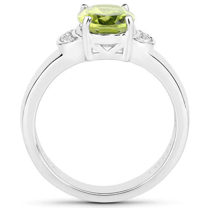 1.76 Carat Genuine Peridot and White Zircon .925 Sterling Silver Ring by Bids.com