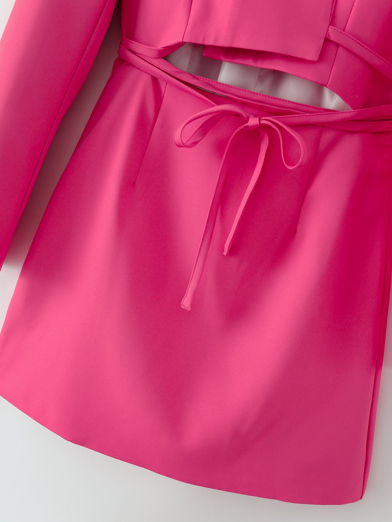 Women Clothing Spring Collared Long Sleeves Cropped Pullover Business Suit Hollow Out Cutout Dress by Ragazza