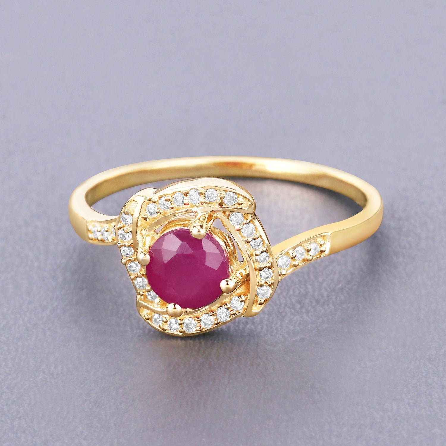 0.63 Carat Genuine Ruby and White Diamond 14K Yellow Gold Ring by Bids.com