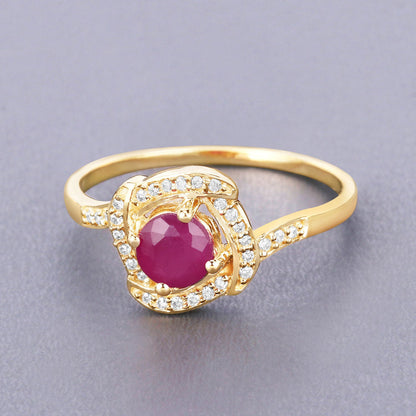 0.63 Carat Genuine Ruby and White Diamond 14K Yellow Gold Ring by Bids.com