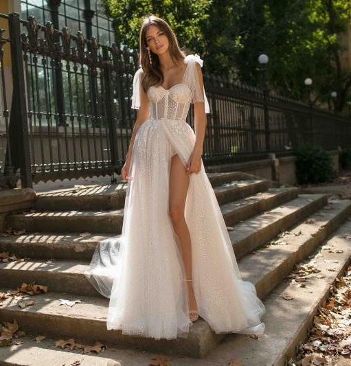 Women Clothing Sexy Sling Backless See-through Wedding Dress Split Dress by Ragazza