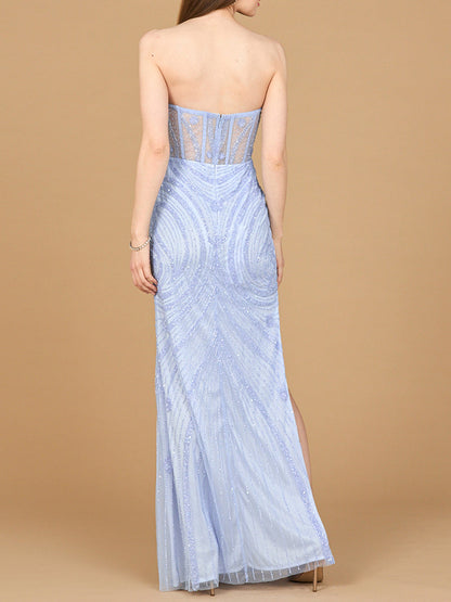 Beaded Corset Dress with Slit by Lara New York