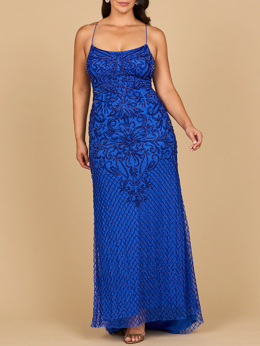 Lace Up Open Back Beaded Dress by Lara New York