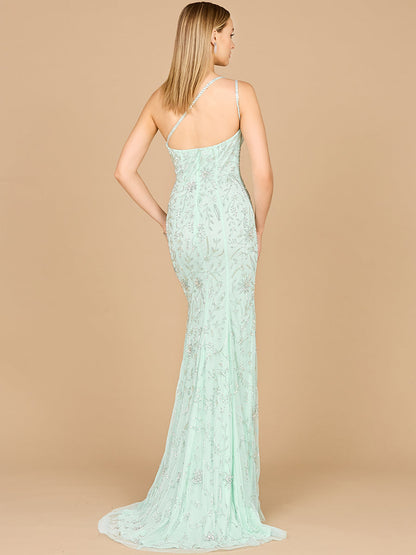 One Shoulder Beaded Gown with Slit by Lara New York