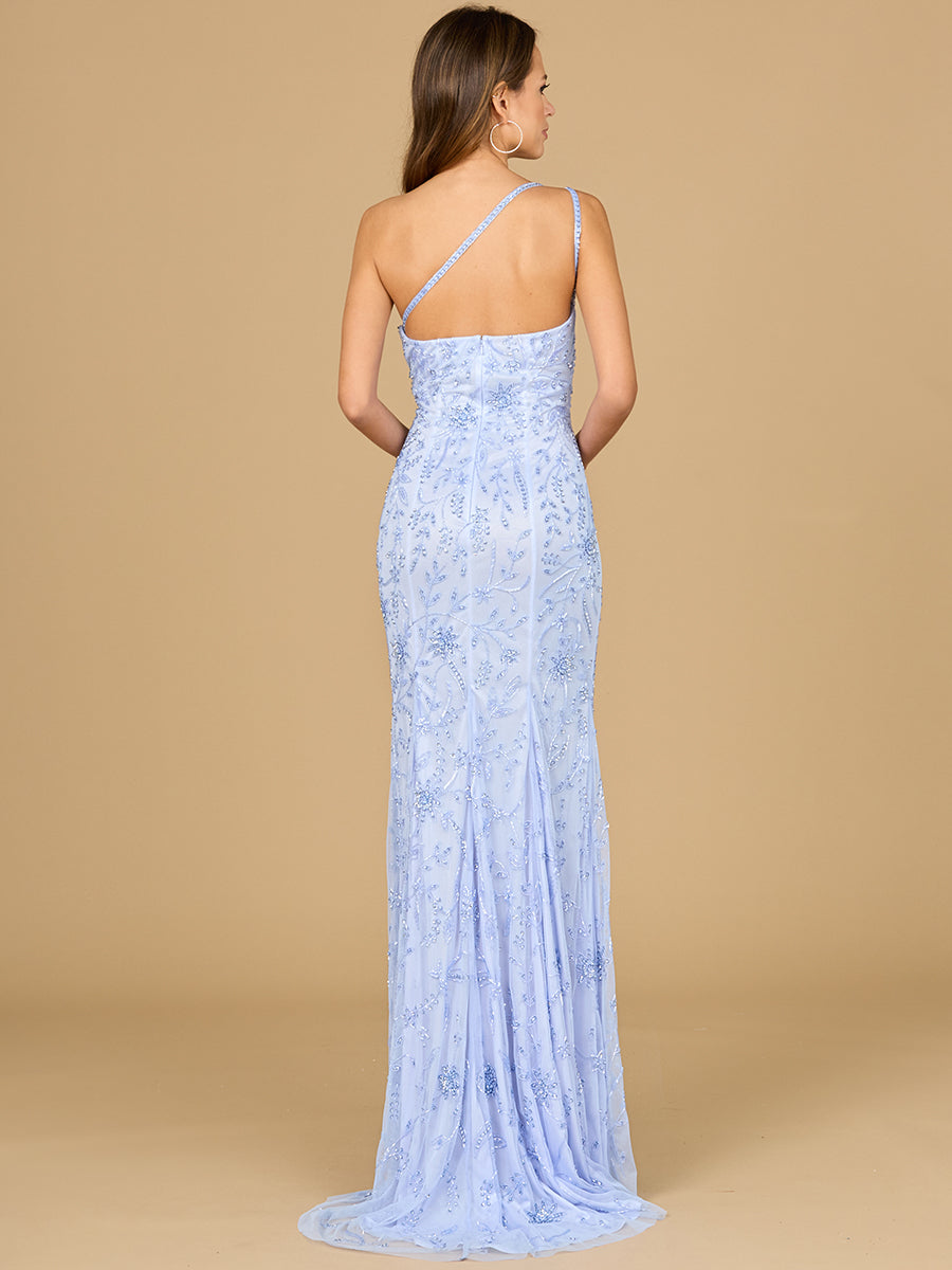 One Shoulder Beaded Gown with Slit by Lara New York