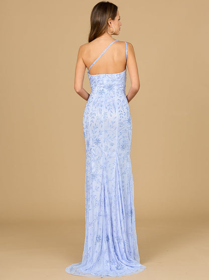 One Shoulder Beaded Gown with Slit by Lara New York