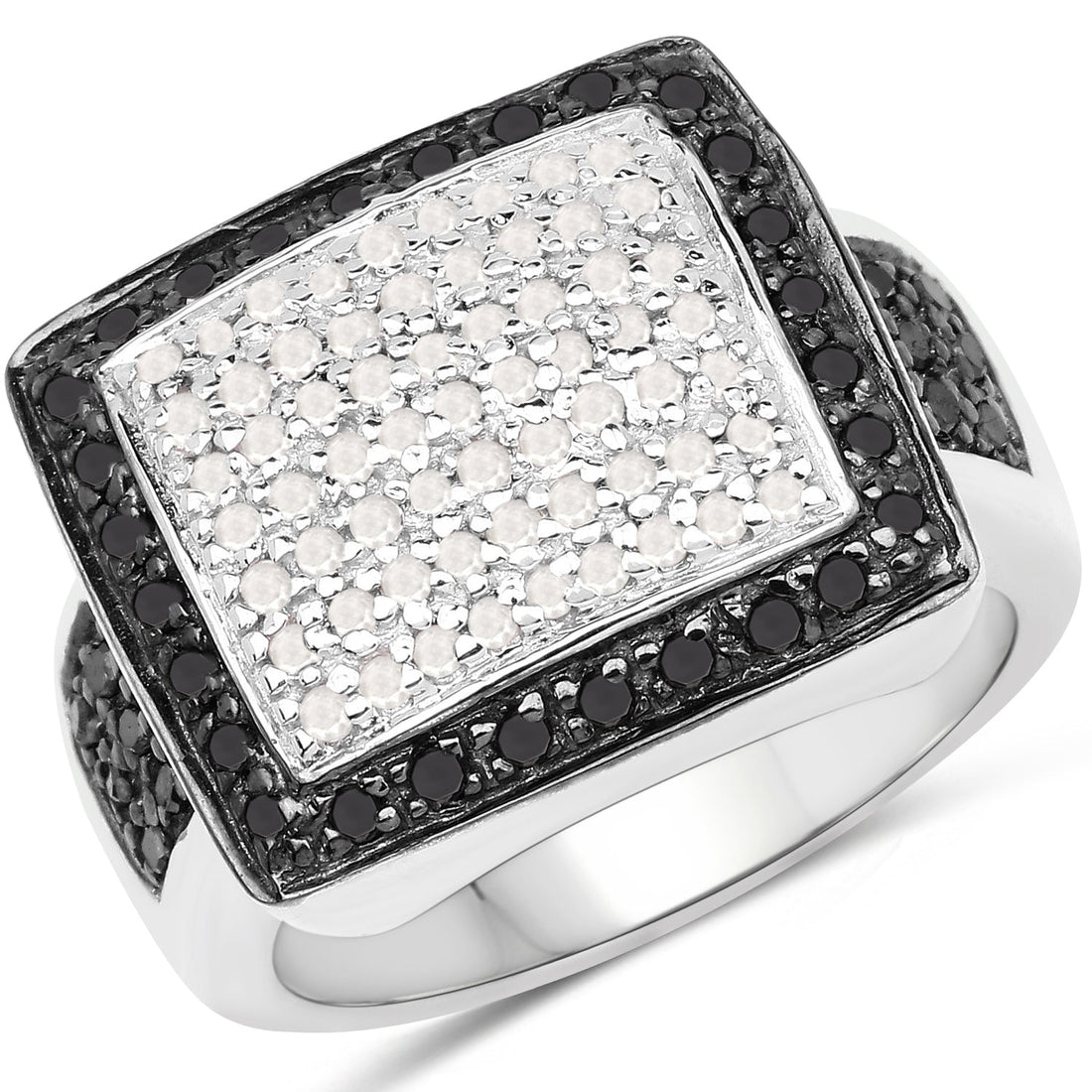 0.61 Carat Genuine Black Diamond and White Diamond .925 Sterling Silver Ring by Bids.com