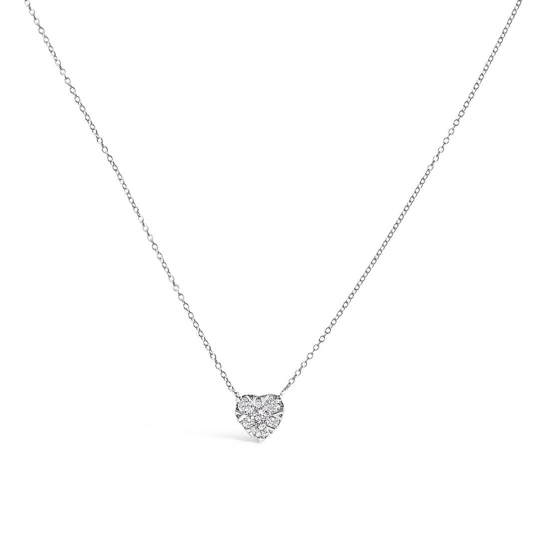 14K White Gold 1/4 Cttw Diamond Composite Heart Pendant Necklace - 18" Inches by Bids.com