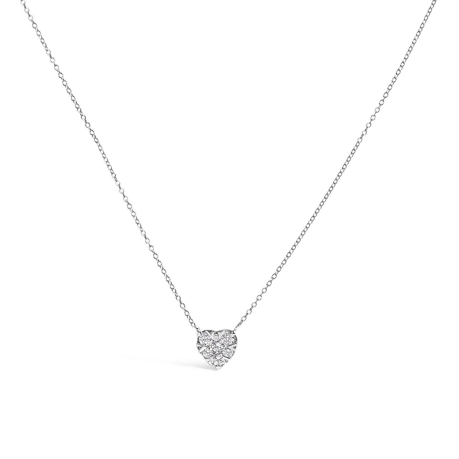 14K White Gold 1/4 Cttw Diamond Composite Heart Pendant Necklace - 18" Inches by Bids.com
