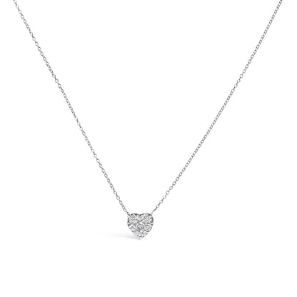 14K White Gold 1/4 Cttw Diamond Composite Heart Pendant Necklace - 18" Inches by Bids.com