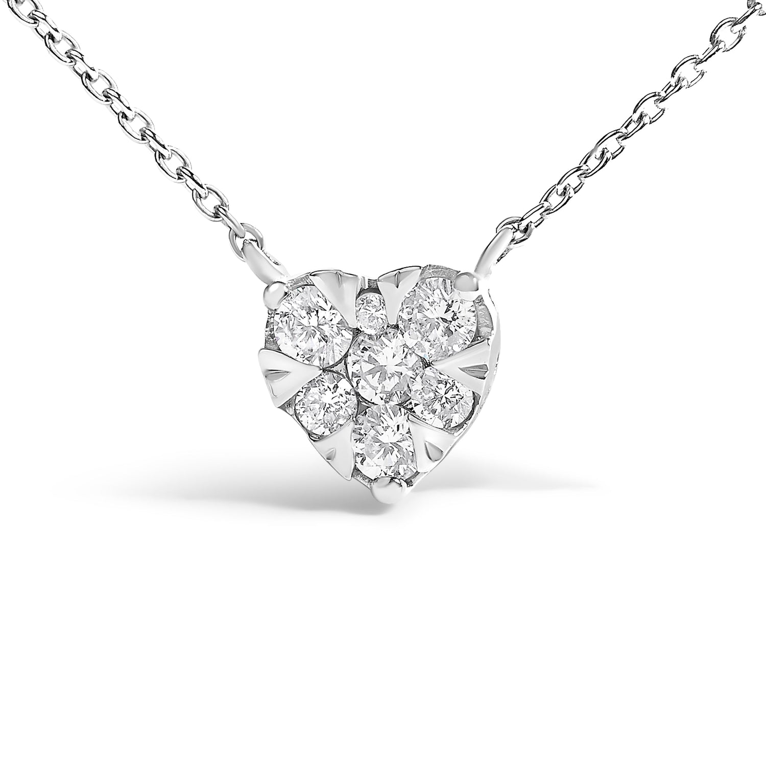 14K White Gold 1/4 Cttw Diamond Composite Heart Pendant Necklace - 18" Inches by Bids.com