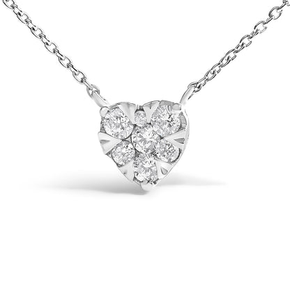 14K White Gold 1/4 Cttw Diamond Composite Heart Pendant Necklace - 18" Inches by Bids.com