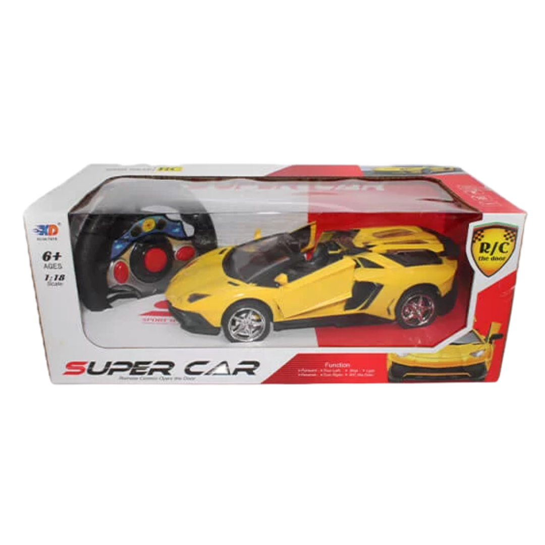 XD Toys Super Car Remote Control 1:18 Scale Yellow Sports Car by Farmacias Savia