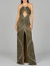 Symmetrical Halter Neck Beaded Gown - OUTLET by Lara New York