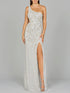 One-Shoulder Beaded Gown with Slit by Lara New York