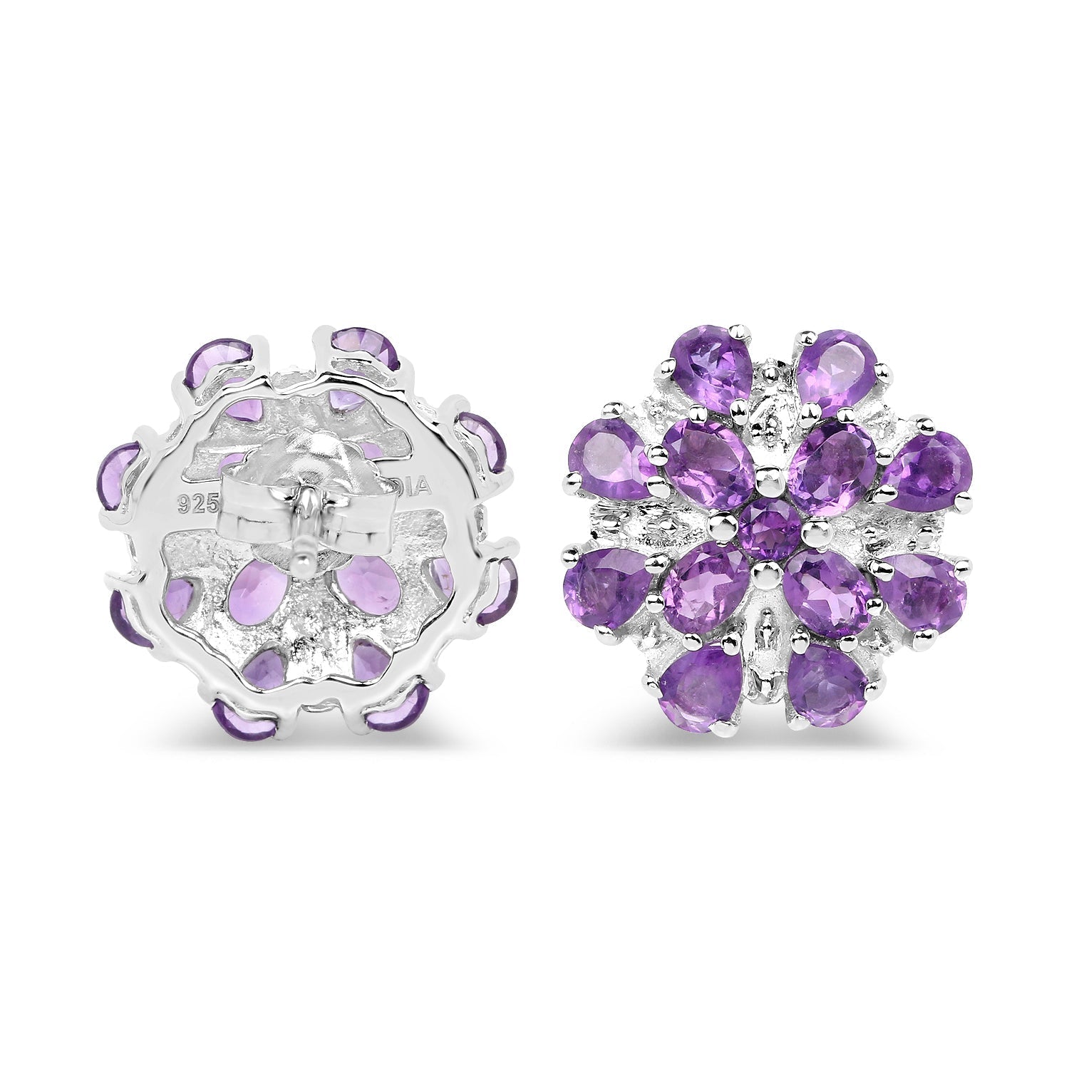 3.80 Carat Genuine Amethyst .925 Sterling Silver Earrings  DestGlow