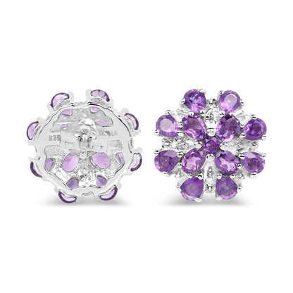 3.80 Carat Genuine Amethyst .925 Sterling Silver Earrings  DestGlow
