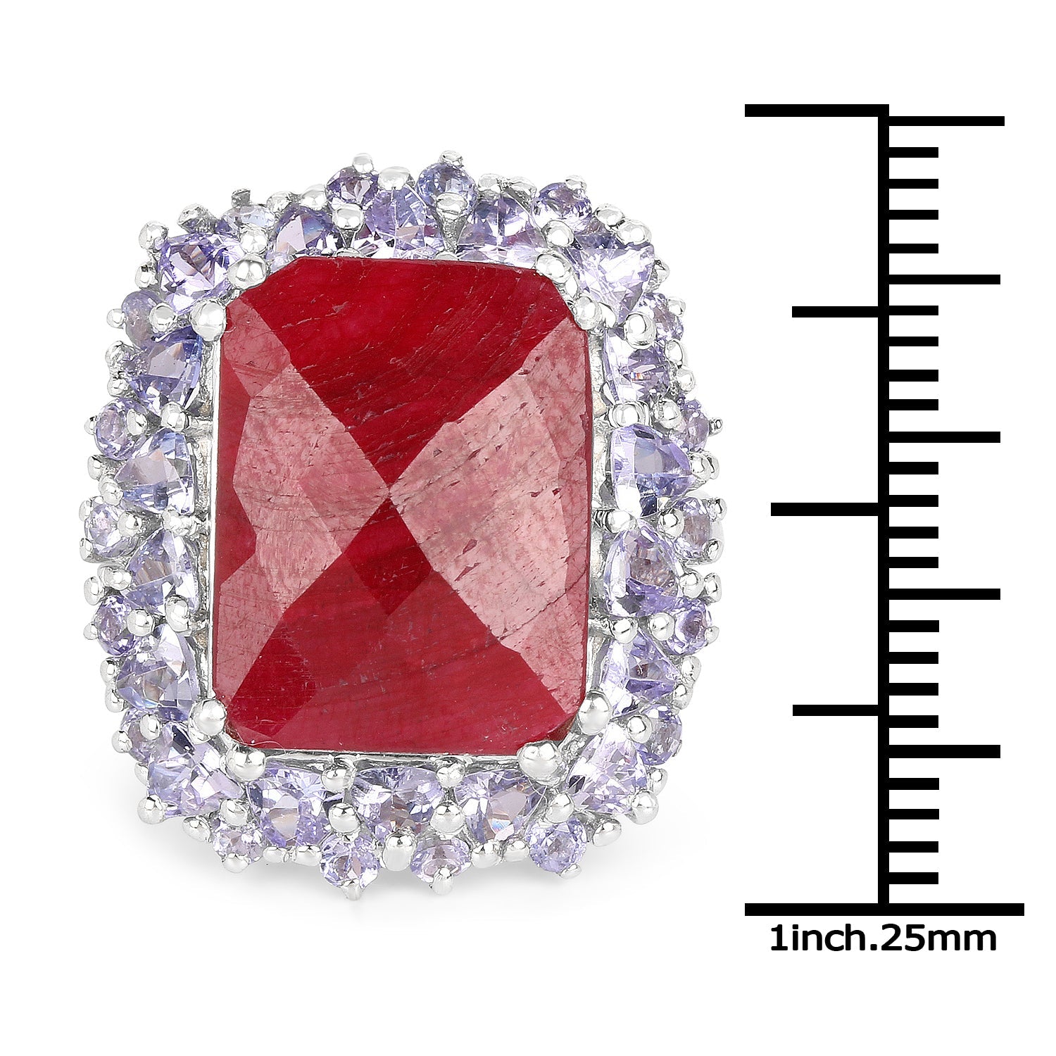 15.13 Carat Dyed Ruby &amp; Tanzanite .925 Sterling Silver Ring by Bids.com