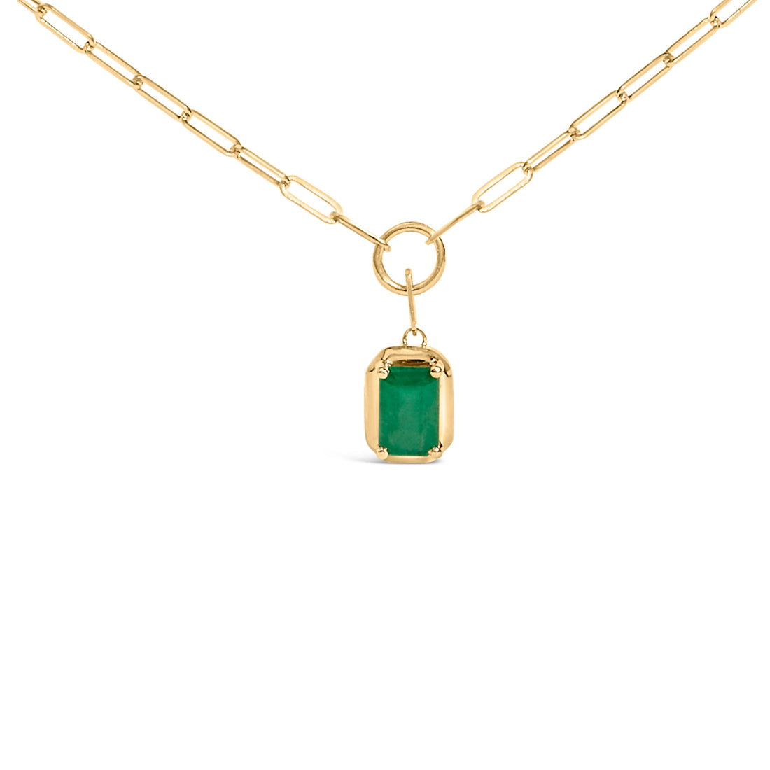 10K Yellow Gold Emerald Cut 6x4 MM Green Emerald Solitaire Pendant Necklace - 18 inch by Bids.com