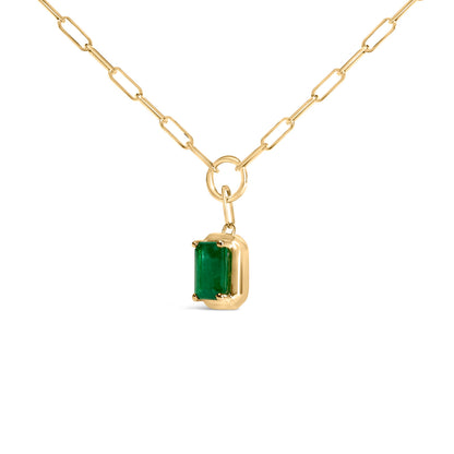10K Yellow Gold Emerald Cut 6x4 MM Green Emerald Solitaire Pendant Necklace - 18 inch by Bids.com