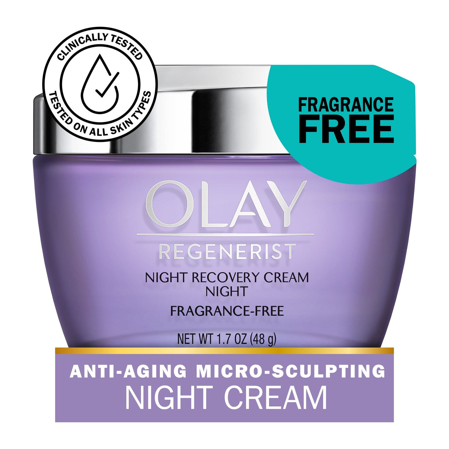 Olay Regenerist Night Recovery Cream Face Moisturizer, Fragrance Free, 1.7 Oz by Pasteur Pharmacy