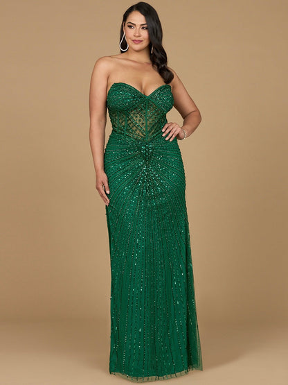 Embellished Strapless Gown with Slit | 9953 by Lara New York