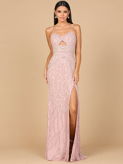 Embellished Gown with Slit And Low Back by Lara New York