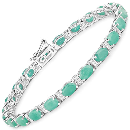 10.47 Carat Genuine Emerald and White Topaz .925 Sterling Silver Bracelet  DestGlow