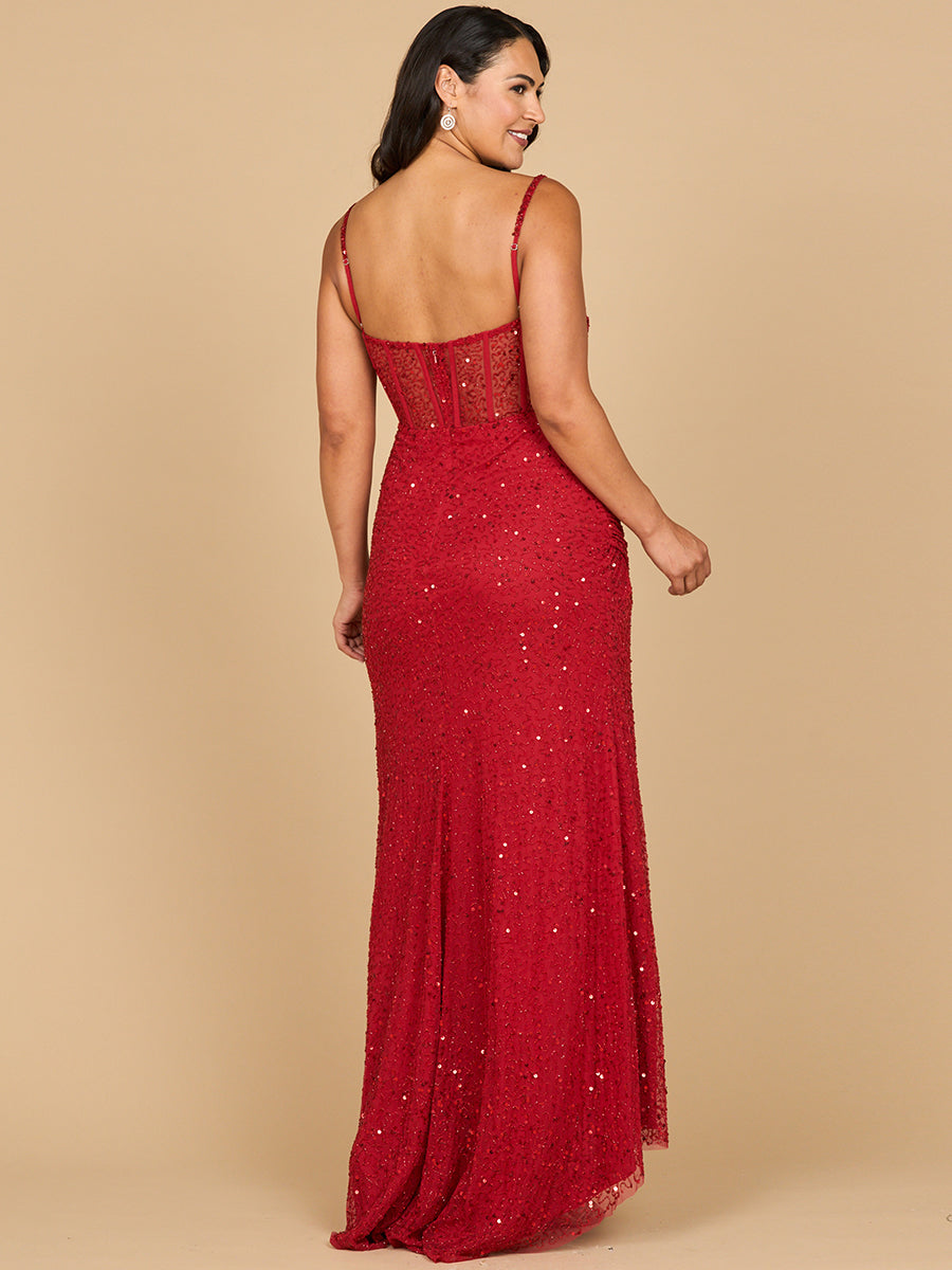 Elegant Corset Gown with Slit by Lara New York