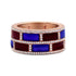 18K Rose Gold Alternating Red and Blue Enamel and 1/2 Cttw Diamond Studded Band Ring (F-G Color, VS1-VS2 Clarity) - Ring Size 7 by Bids.com