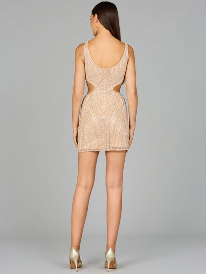 V-Neck Short Dress with Cutouts by Lara New York