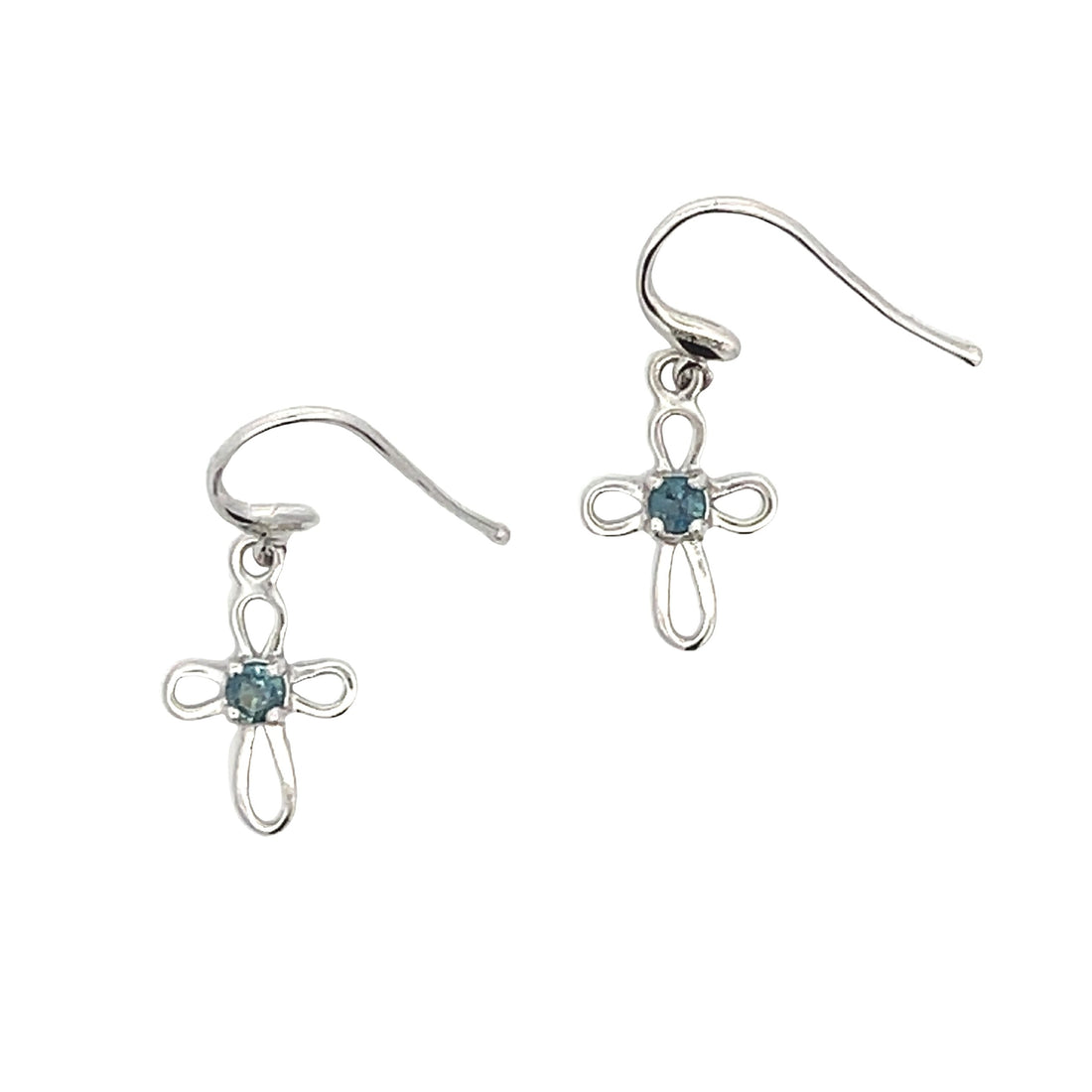 Natural .27ct Sapphire Cross Earrings 10KT White Gold by Bids.com