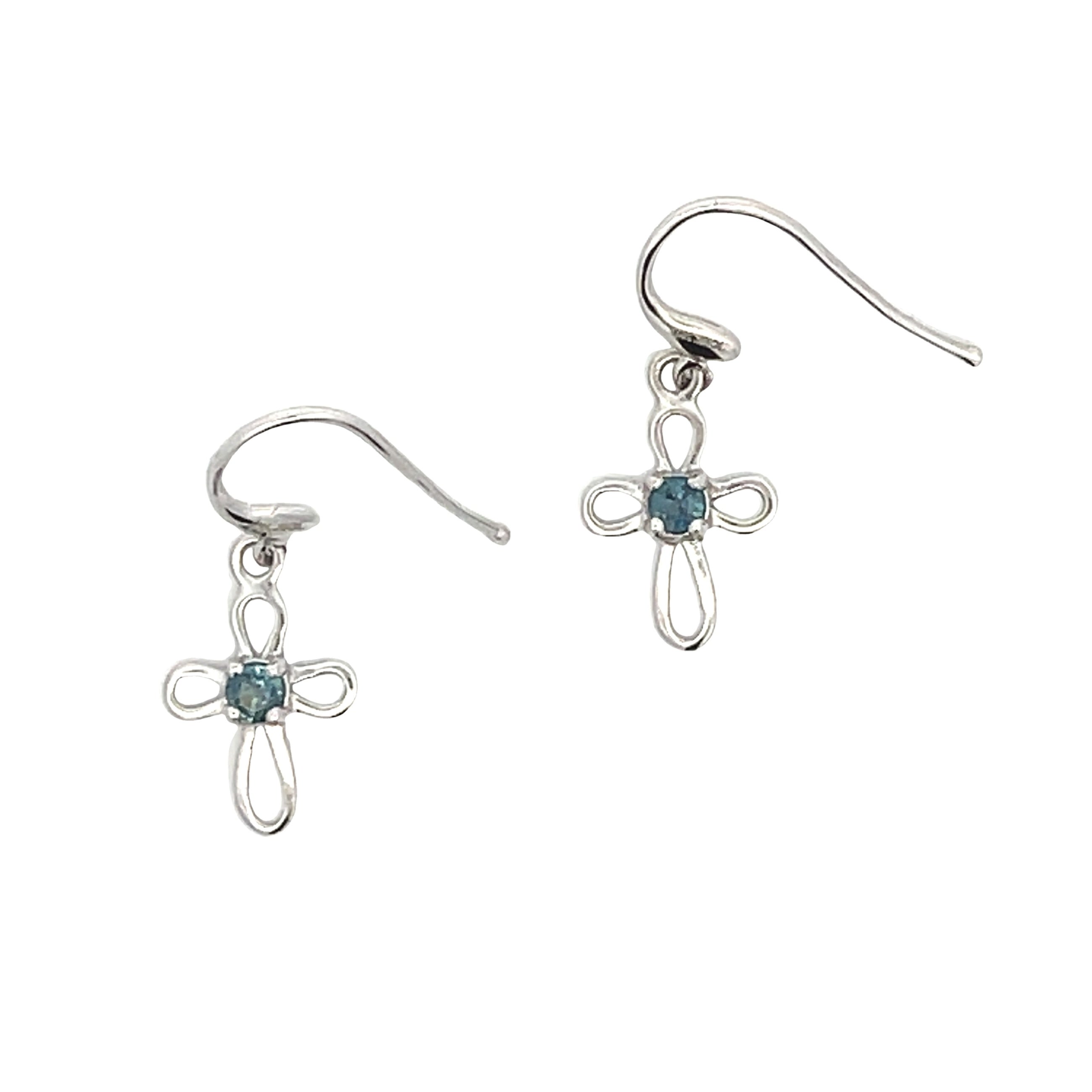 Natural .27ct Sapphire Cross Earrings 10KT White Gold by Bids.com