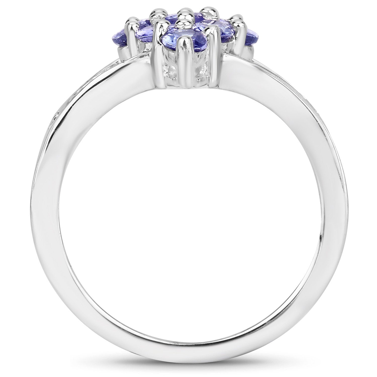 1.71 Carat Genuine Tanzanite and White Topaz .925 Sterling Silver Ring  DestGlow