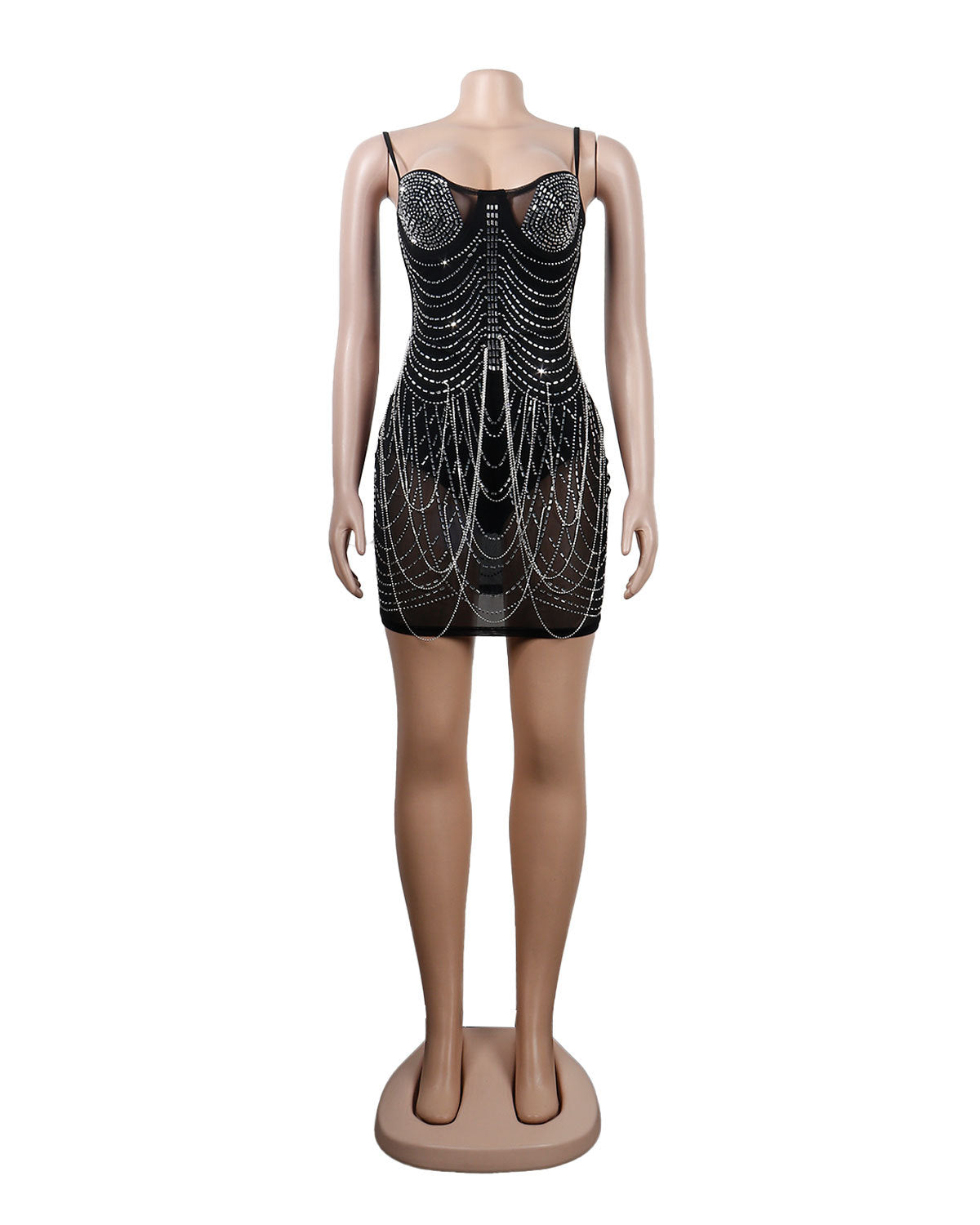 Sexy Slim Fit Rhinestone Tassel Dress by Ragazza