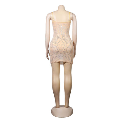 Sexy Slim Fit Rhinestone Tassel Dress by Ragazza