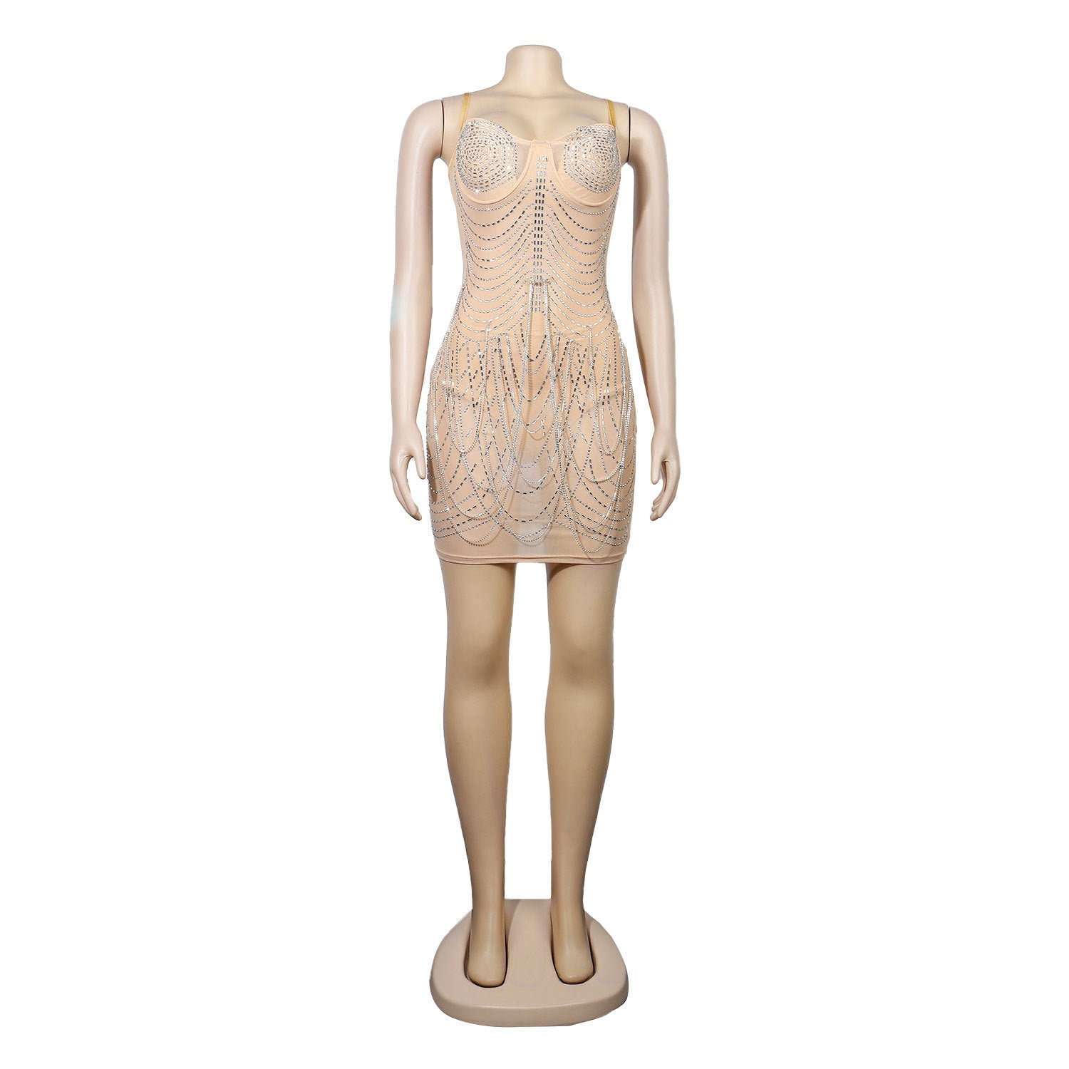 Sexy Slim Fit Rhinestone Tassel Dress by Ragazza