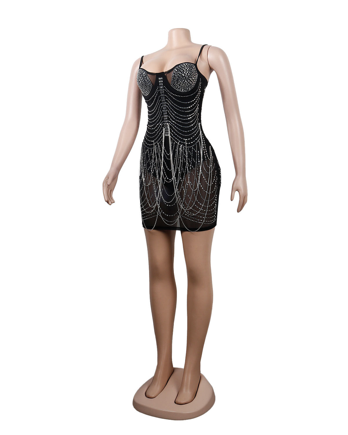 Sexy Slim Fit Rhinestone Tassel Dress by Ragazza