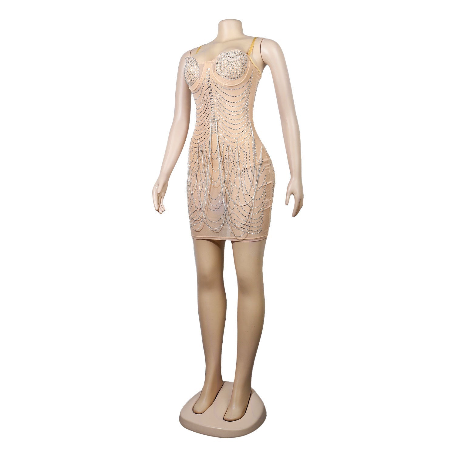 Sexy Slim Fit Rhinestone Tassel Dress by Ragazza