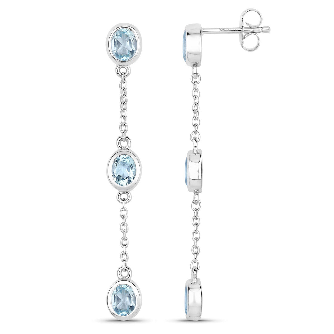 2.16 Carat Genuine Blue Topaz .925 Sterling Silver Earrings by Bids.com