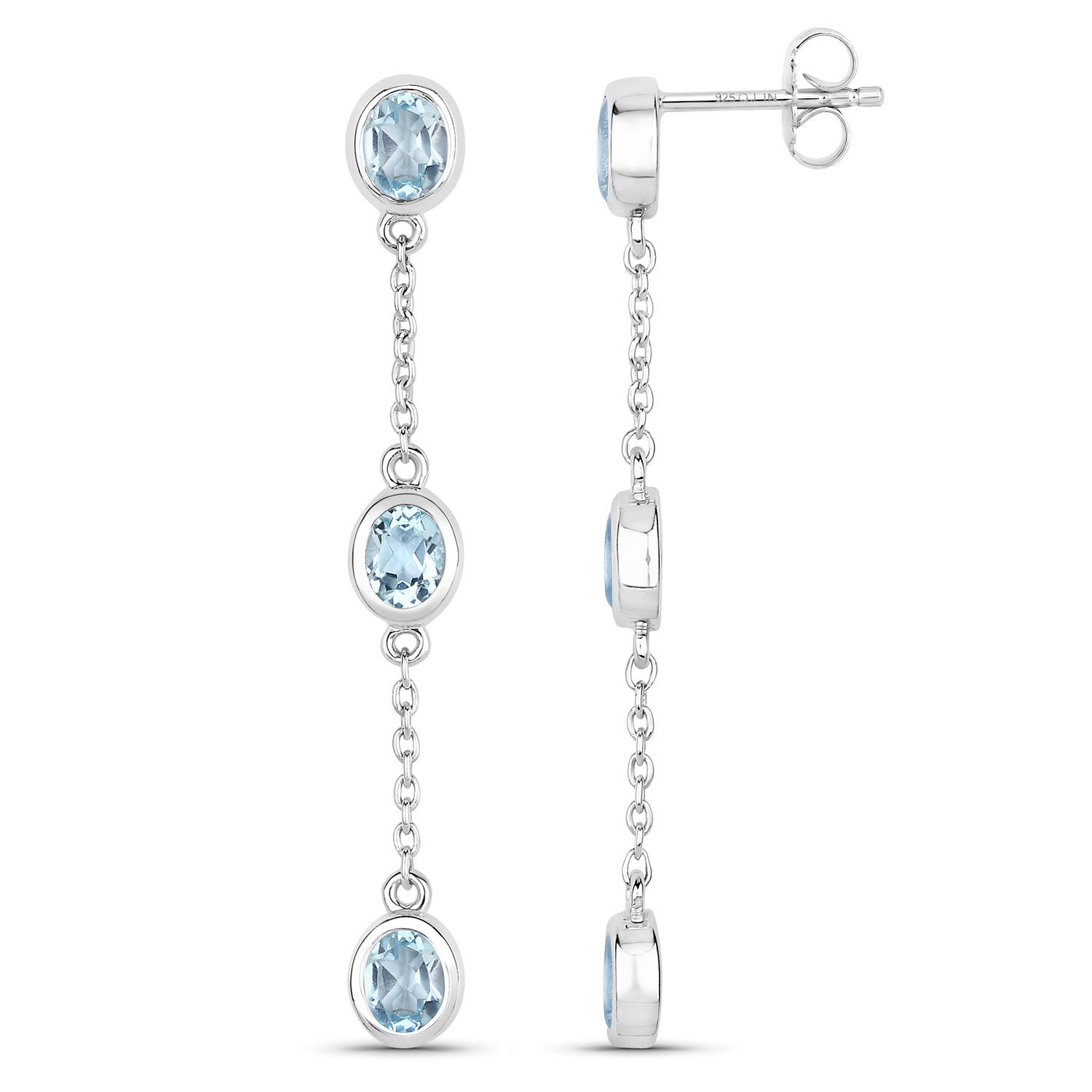 2.16 Carat Genuine Blue Topaz .925 Sterling Silver Earrings by Bids.com