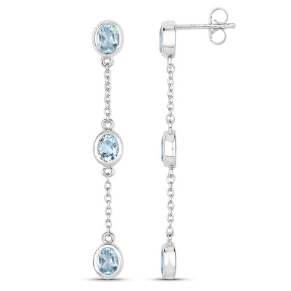 2.16 Carat Genuine Blue Topaz .925 Sterling Silver Earrings by Bids.com