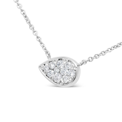 14K White Gold 1/4 Cttw Round Diamond Composite Teardrop Shape 18" Pendant Necklace - (G-H Color, SI2-I1 Clarity) by Bids.com